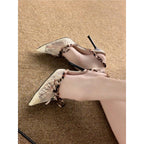 Damen elegante Slingback Pumps mit Spitze und Tiermotiven R&B