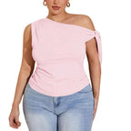 Damen asymmetrisches Top mit bindbarem Design R&B