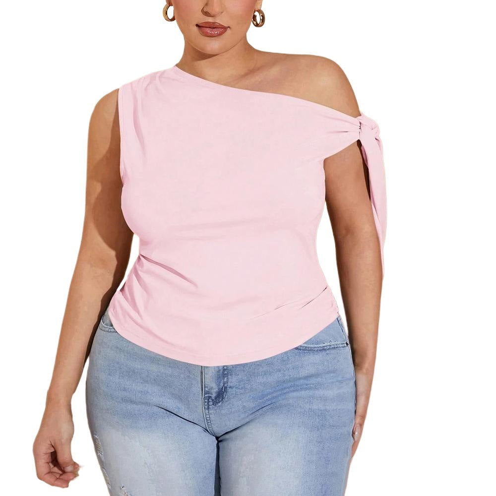 Damen asymmetrisches Top mit bindbarem Design R&B
