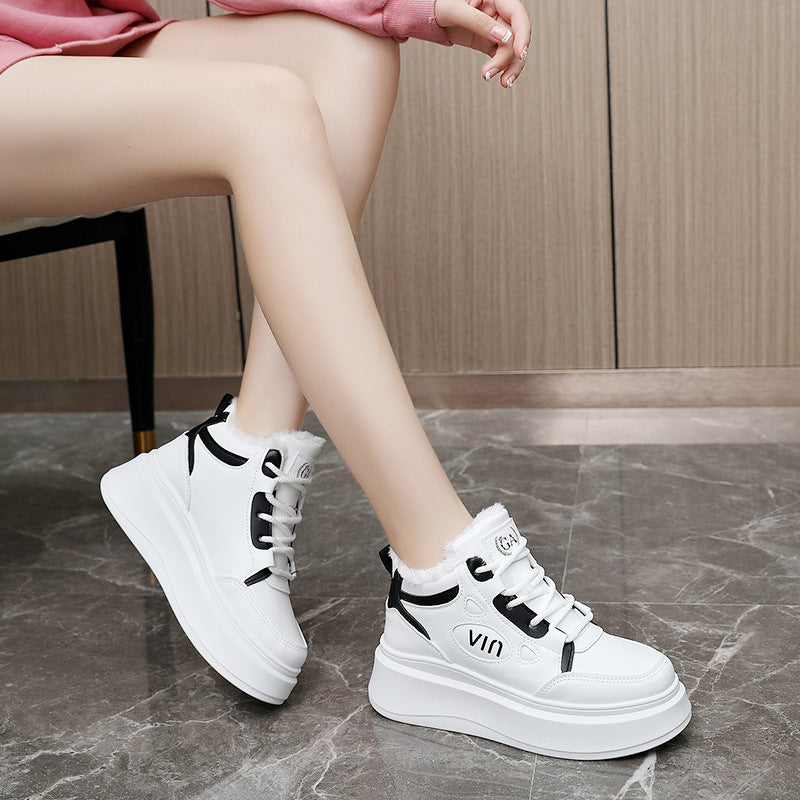 Damen modische High-Top Sneakers mit kuscheligem Innenfutter und robustem Sohlenprofil R&B