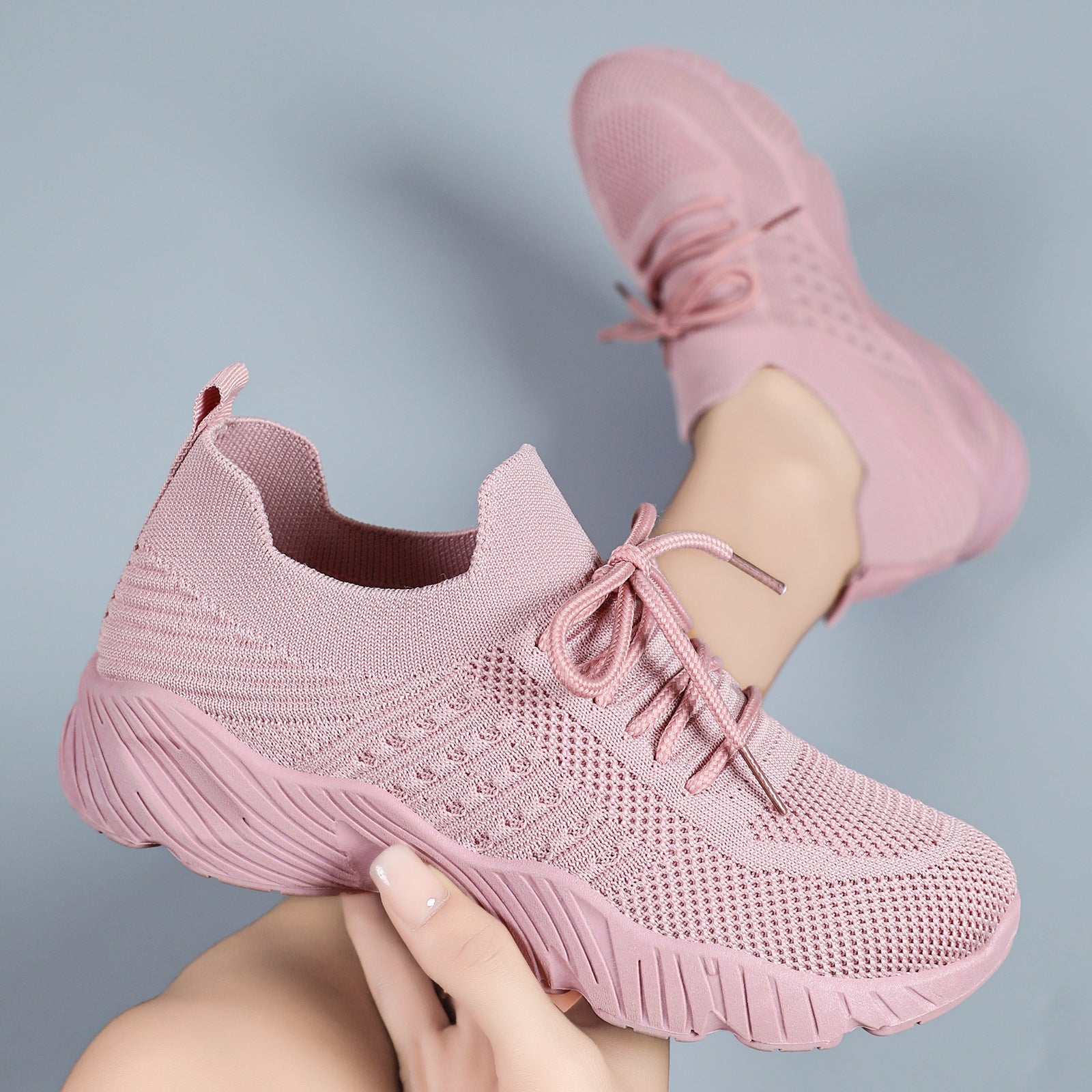 Damen Komfortable Leichtgewicht Sneakers mit atmungsaktivem Strickdesign R&B