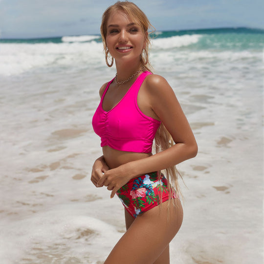 Damen Bikini-Set mit modischem Cropped-Oberteil und hochwertigem floralem Design R&B