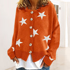 Damen modische Strickjacke mit Sternenmuster und Knopfdetails R&B