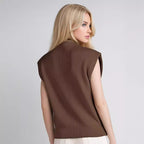 Damen elegantes Rippstrickoberteil mit hohem Kragen R&B