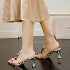 Damen Elegante Mules mit transparentem Riemendesign R&B