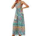 Damen Maxikleid im bohemian Stil mit verstellbarem Bund R&B
