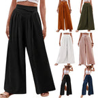 Damen Weite High-Waist-Hose mit elastischem Bund und praktischen Taschen R&B
