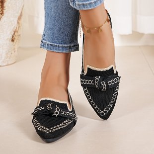 Damen elegante Slipper mit dekorativer Kettenapplikation R&B