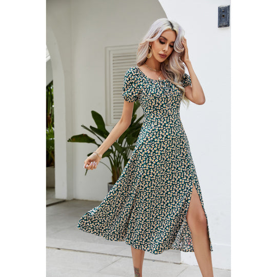 Damen Maxikleid mit verspieltem floralem Design und seitlichem Schlitz R&B