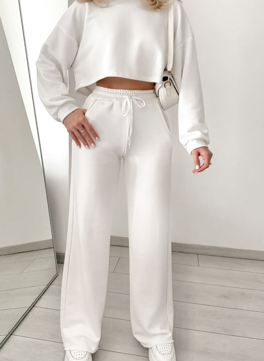 Damen lässiges Crop-Oberteil mit hoher Taille und weitem Hosenanzug R&B