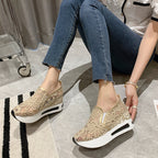 Damen Slip-On Sneakers mit eleganter Spitzenoberfläche und bequemer Dämpfung R&B