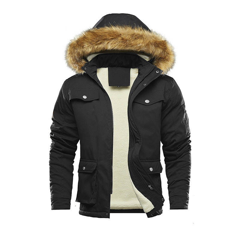 Herren isolierte Winterjacke mit abnehmbarer Kapuze und Futter R&B