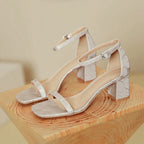Damen modische Sandalen mit komfortablem Blockabsatz und elegantem Riemen