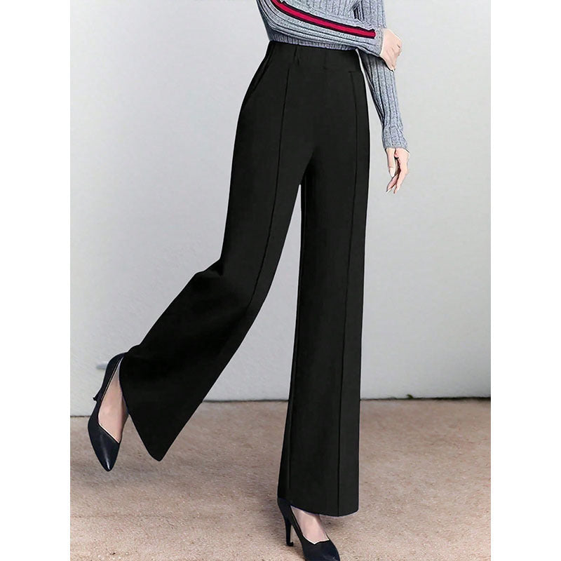 Damen Weite High-Waist Stoffhose mit eleganten Falten