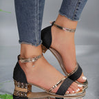 Damen elegante Sandaletten mit funkelndem Glitzer und geschwungenem Absatz R&B