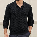 Herren Strickpullover mit strukturiertem Zopfmuster und Kragen R&B