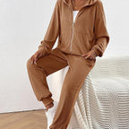 Damen Lässiges Set aus strukturiertem Hoodie und Jogginghose R&B