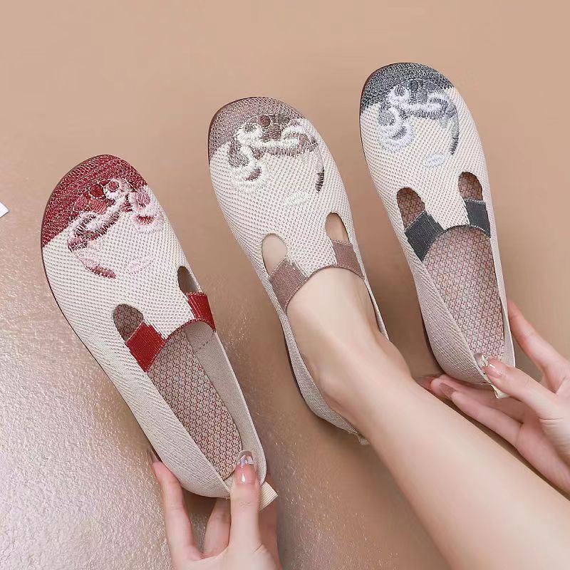 Damen elegante und atmungsaktive Ballerinas mit floralem Muster