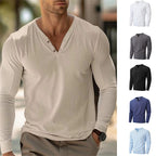 Herren Langarm Shirt mit modischem Henley-Ausschnitt R&B
