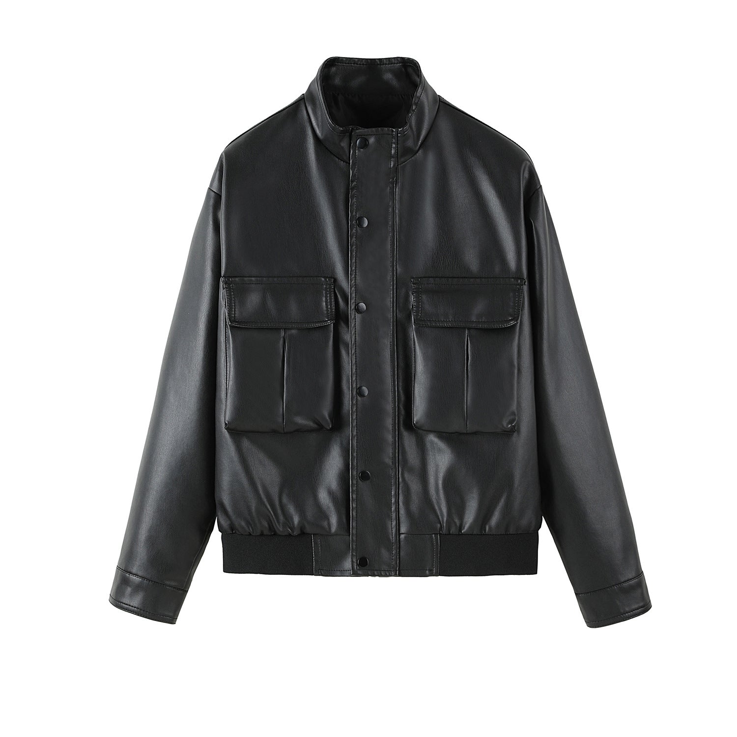 Herren Bikerjacke aus weichem Kunstleder mit praktischen Taschen und Stehkragen