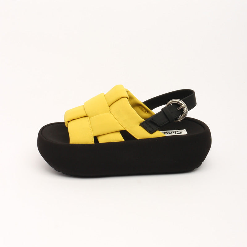 Damen modische Plateau-Sandalen mit elegantem Kreuzriemen und komfortablem Fußbett R&B