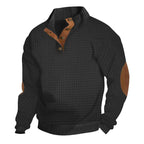 Herren modischer Pullover mit strukturiertem Kanalmuster und kontrastierenden Ellbogenpatches R&B