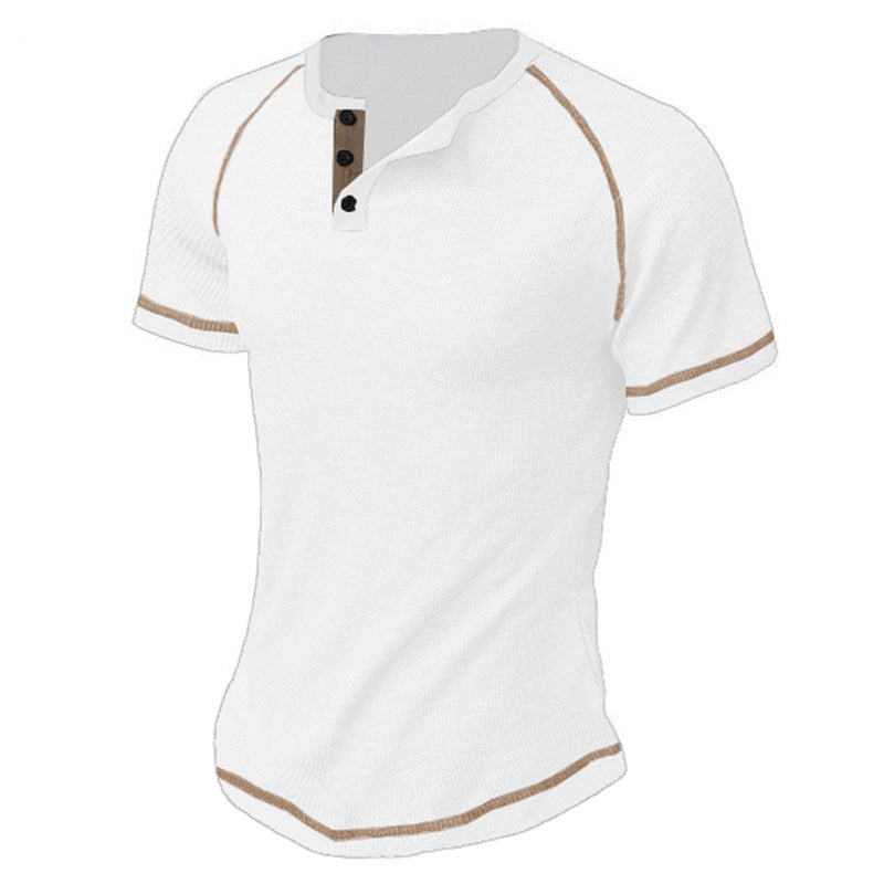 Herren modisches Halblangarm-T-Shirt mit Knopfleiste R&B