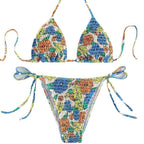 Damen Triangel-Bikini mit farbenfrohem Strukturdesign und verstellbaren Trägern R&B