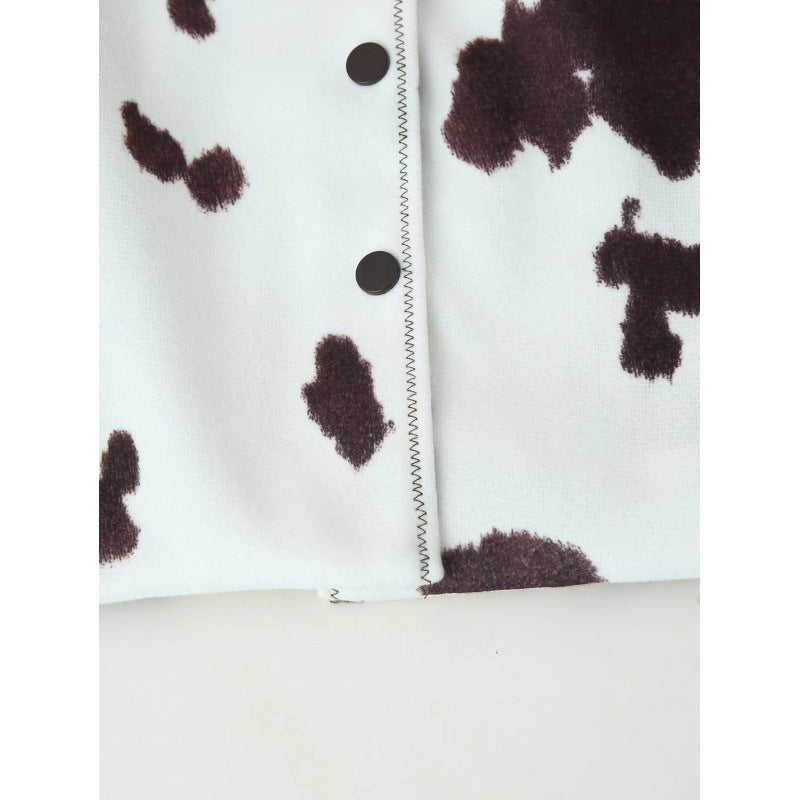 Damen Kunstlederjacke mit modernem Kuhfleckenmuster R&B