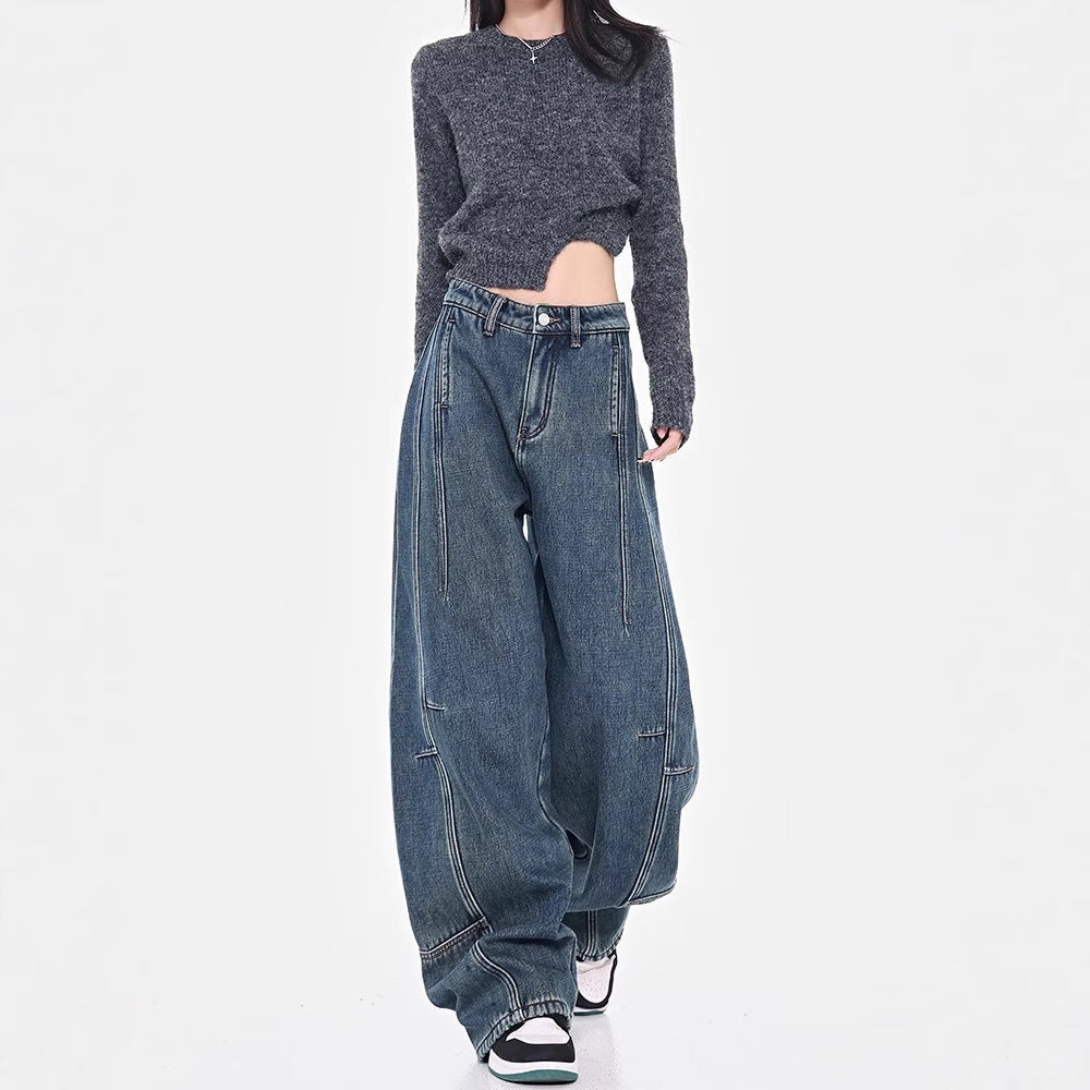 Damen Weite Denim-Hosen R&B