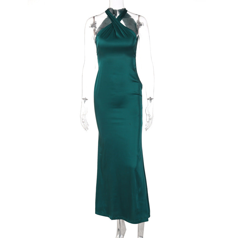 Damen Elegantes Wickelmaxikleid mit schmalen Trägern und figurbetontem Schnitt R&B