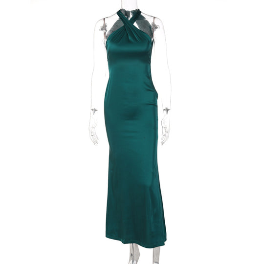 Damen Elegantes Wickelmaxikleid mit schmalen Trägern und figurbetontem Schnitt R&B