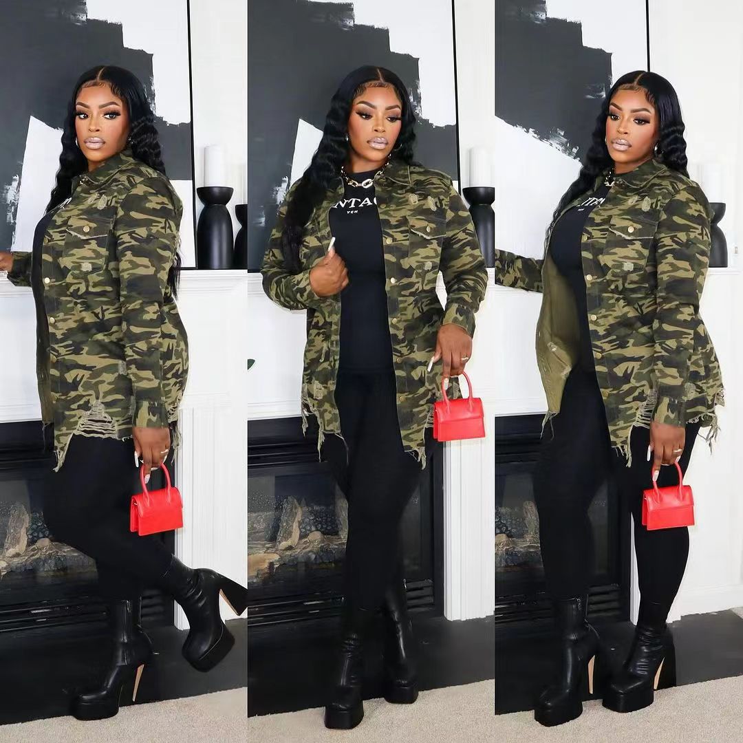 Damen modische Camouflage-Überwurfblick R&B