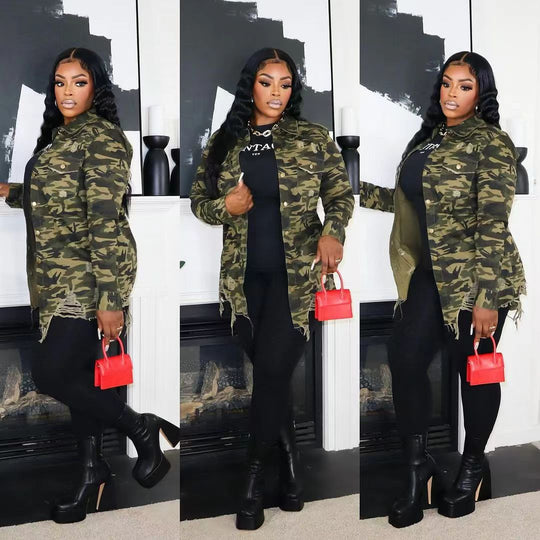 Damen modische Camouflage-Überwurfblick R&B
