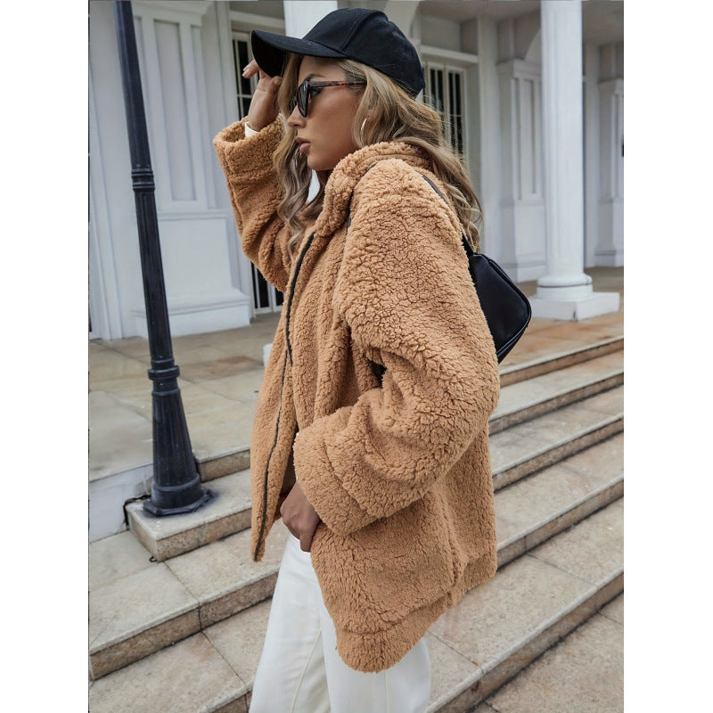 Damen Kuschelige Fleecejacke mit hohem Kragen und Reißverschluss R&B