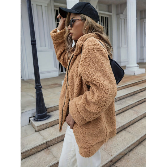 Damen Kuschelige Fleecejacke mit hohem Kragen und Reißverschluss R&B