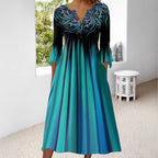 Damen Midikleid mit eleganter Bestickung und fließendem Schnitt R&B