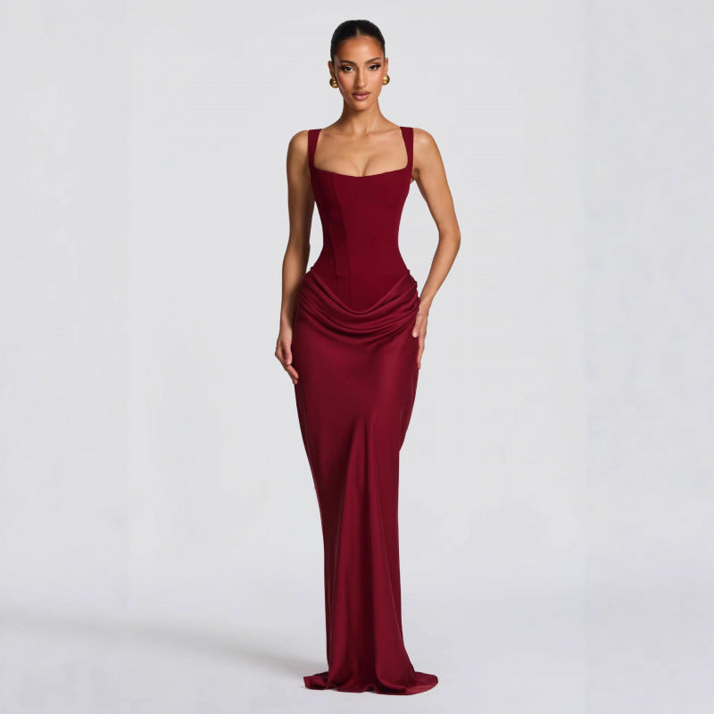 Damen Elegantes Maxi-Kleid mit raffinierten Drapierungen R&B