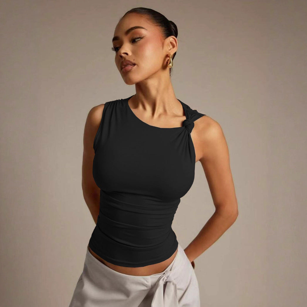 Damen Elegantes Tanktop mit asymmetrischem Design und raffinierten Knotelementen R&B