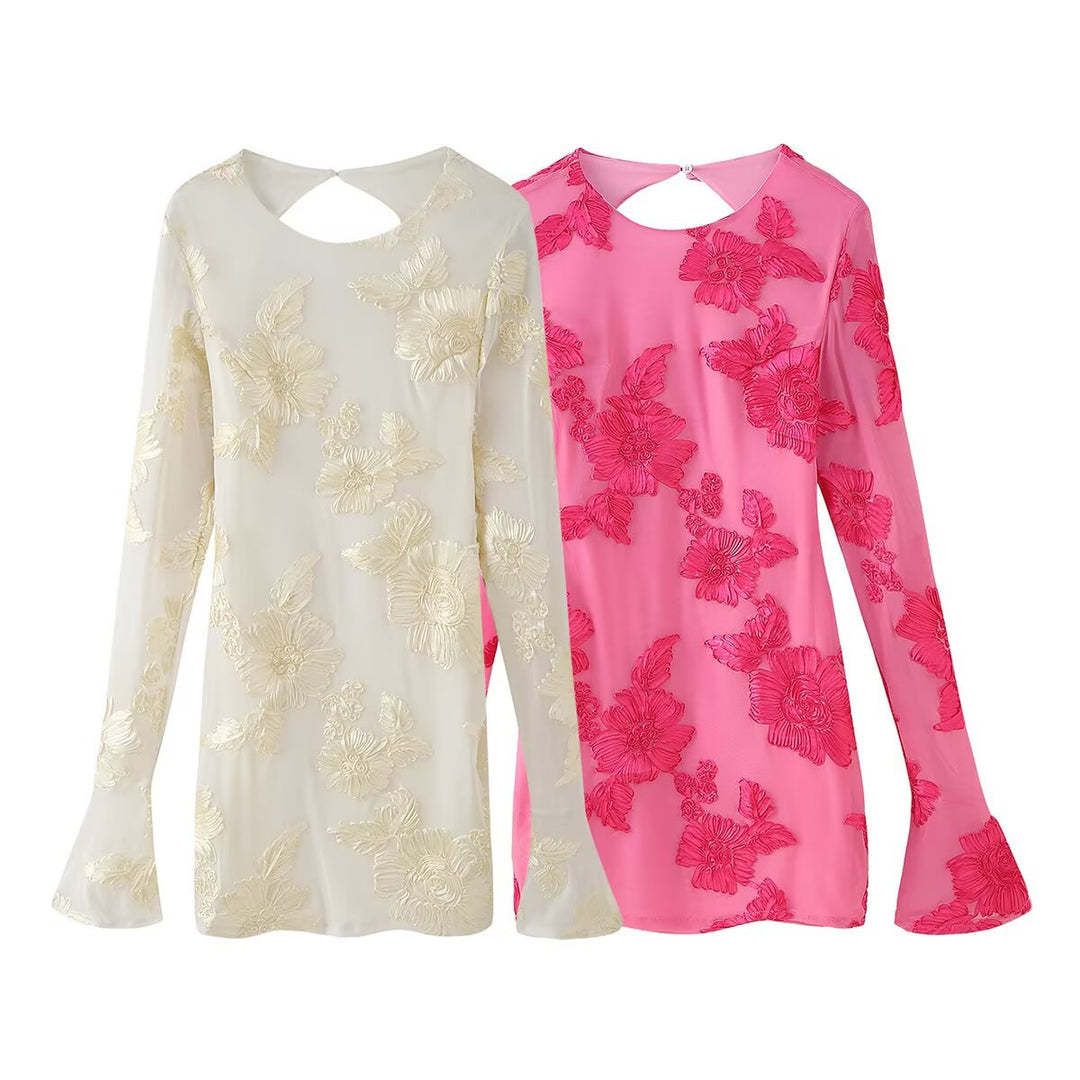 Damen Blusentop mit floraler Spitze und eleganter Rückenausschnitt R&B