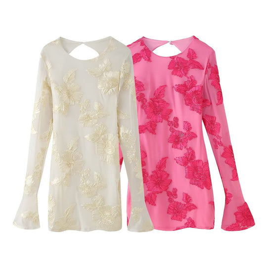 Damen Blusentop mit floraler Spitze und eleganter Rückenausschnitt R&B