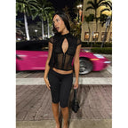 Damen Transparente Bluse mit Chiffon-BindR&Band R&B