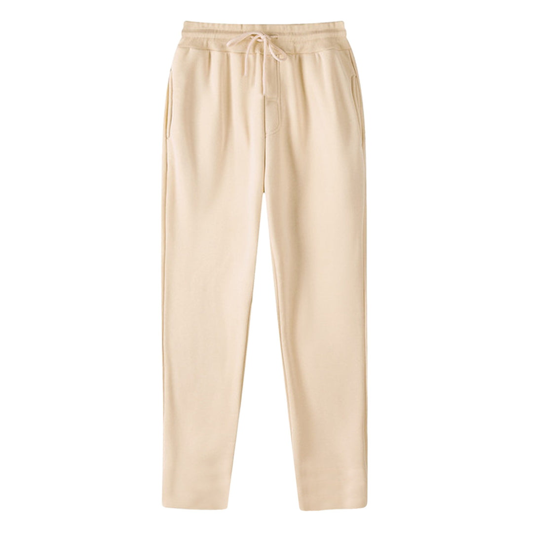 Herren nan geradlinige Sweatpants aus melierter Baumwollmischung mit elastischem Bund Kordelzug und Seitentaschen R&B