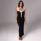 Damen Elegantes Maxikleid mit schmalem Oberteil und dekorativen Schleifen R&B