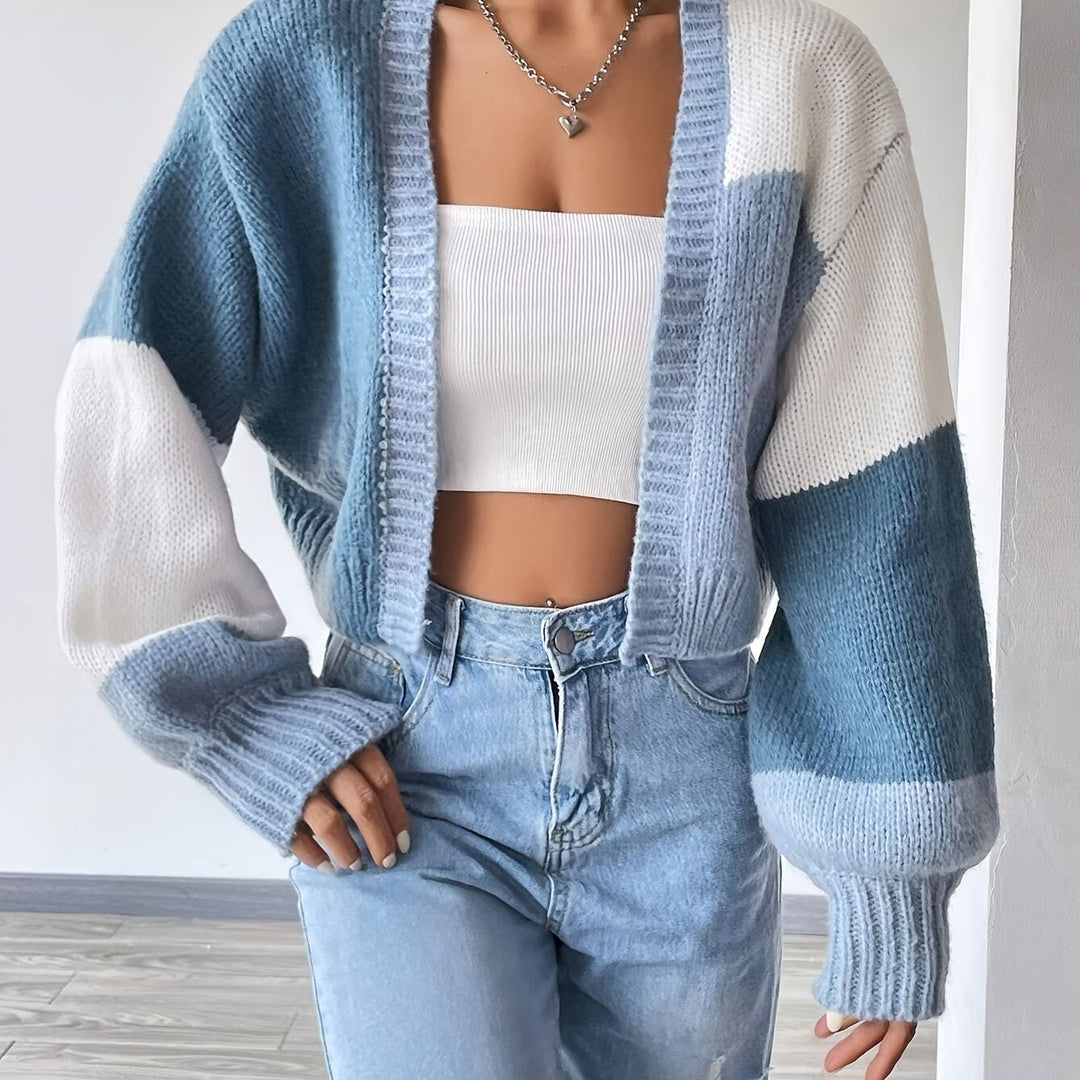 Damen Grobstrick-Cardigan mit ballonförmigen Ärmeln und modischem Design R&B