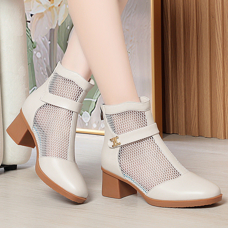 Damen Stiefeletten mit Netzdesign und komfortablem Blockabsatz R&B