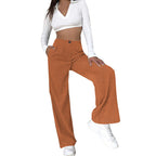 Damen Weite Cordhose mit hohem Bund und seitlichen Taschen R&B