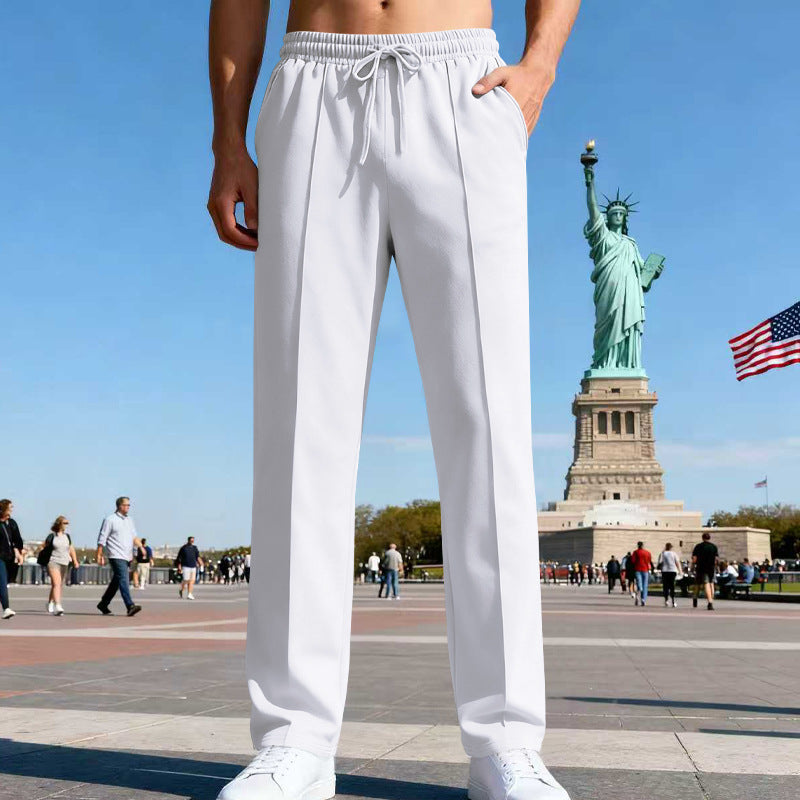 Herren nan lässig-elegante Bundfalten-Sweathose mit Bügelfalte, elastischem Tunnelzugbund und seitlichen Eingrifftaschen R&B