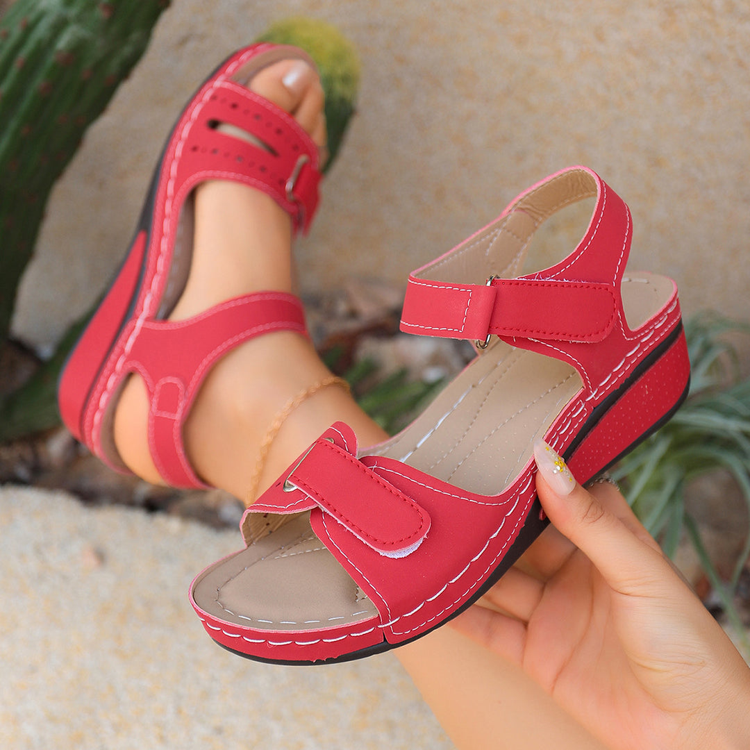 Damen komfortable Wedge-Sandalen mit verstellbarem Riemendesign R&B