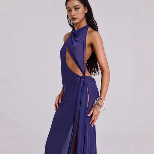 Damen Elegantes Cut-Out Maxikleid R&B